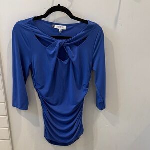 Jennifer Lopez Royal Blue Draped Blouse